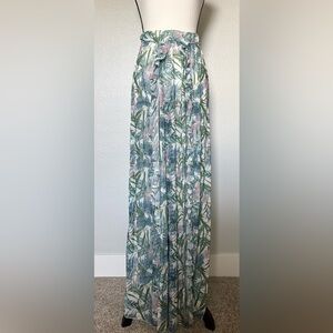 PrettyLittleThing Green and Pink Tropical Print Maxi Skirt